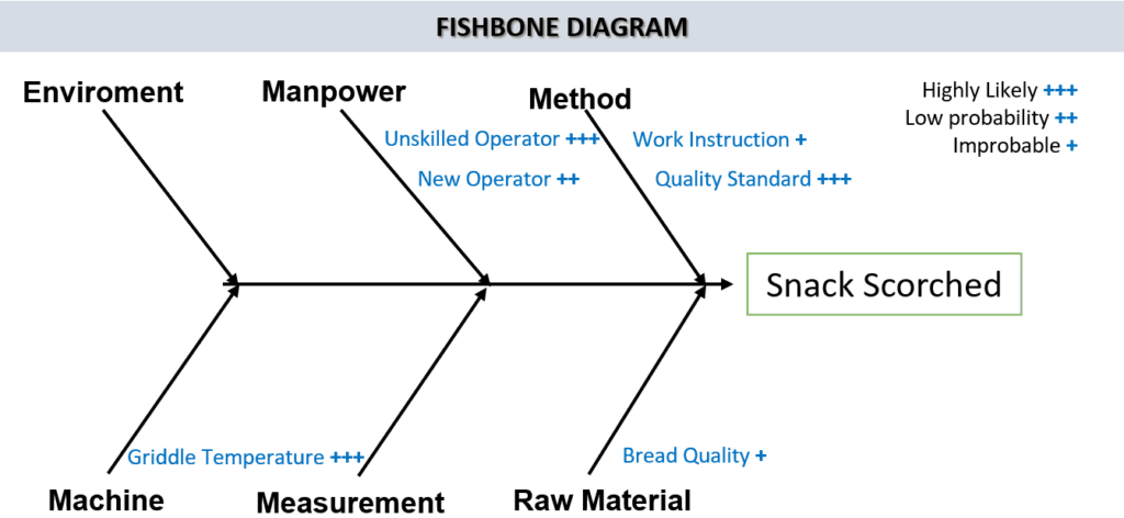 Fishbone diagram for 8D Problem solving