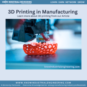 Featured image of an article about 3D printing in Manufacturing - Know Industrial Engineering